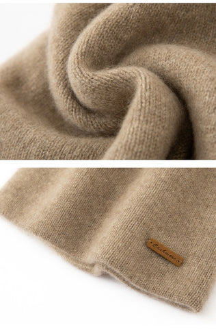 100% Cashmere Winter Beanie Double-sided Two Colors Hat for Men or Women