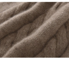 Cable-Knit 100% Cashmere Soft Warm Beanie Hat Twisted Flower Cap