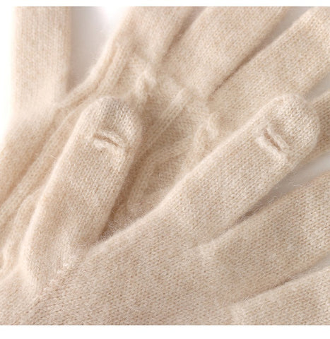 Women's 100% Pure Cashmere Cable Knit Mitten Full Finger Gloves