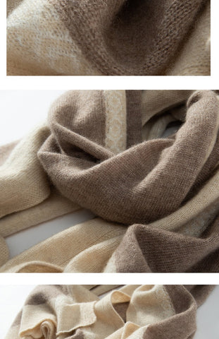 Diseño de mosaicos de punto de chal de cachemir de invierno Jacquard Soft cálido Bufandas envueltas