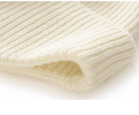 Extended Brim Winter Hat 100% Cashmere Ribbed Beanie