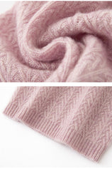 100% Cashmere Knit Slouchy Cable Beanie Ribbed  Hat
