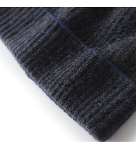 Unisex Ribbed Stripe Cashmere Cap Classic Foldover Striped Hat