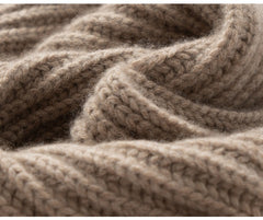 100% Cashmere Ribbed Knit Scarf  Soft Warm Winter Wrap