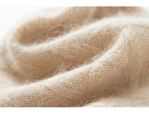 100% Pure Cashmere Women's Embroidery logo Knitted Bonnet Beanies