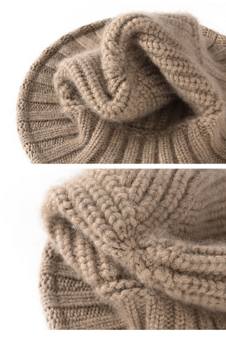 100% Cashmere Ribbed Knit Bucket Hat Fisherman Hat Knit Beanies