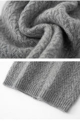 100% Cashmere Knit Slouchy Cable Beanie Ribbed  Hat
