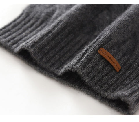 Cable-Knit 100% Cashmere Soft Warm Beanie Hat Twisted Flower Cap