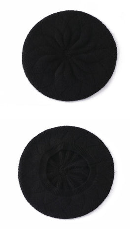 Women 100% Cashmere Beret Hat French Artist Style Soft Knit Cap