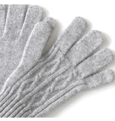 Women's 100% Pure Cashmere Cable Knit Mitten Full Finger Gloves