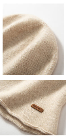 100% Pure Cashmere French Winter Warm Knitted Bucket Hat for Women