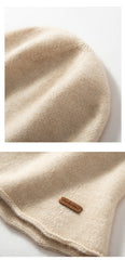 100% Pure Cashmere French Winter Warm Knitted Bucket Hat for Women