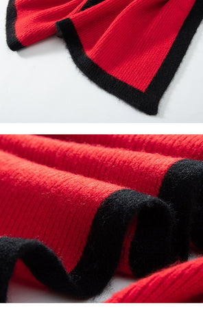 Comfortable 100% Pure Cashmere Two-Tone Contrast Edge Shawl