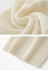 100% Cashmere Knit Slouchy Cable Beanie Ribbed  Hat