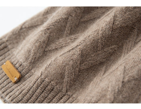 100% Pure Cashmere Women's Embroidery logo Knitted Bonnet Beanies