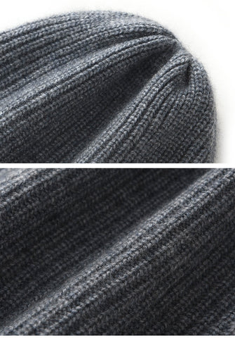 Winter Hat 100% Pure Goat Cashmere Rib-Knit Beanie Hat For Women