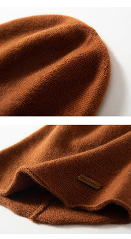 100% Pure Cashmere French Winter Warm Knitted Bucket Hat for Women
