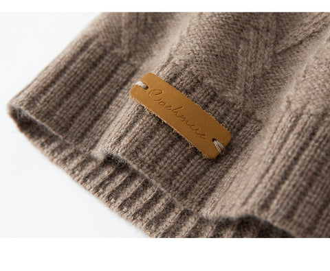100% Pure Cashmere Women's Embroidery logo Knitted Bonnet Beanies
