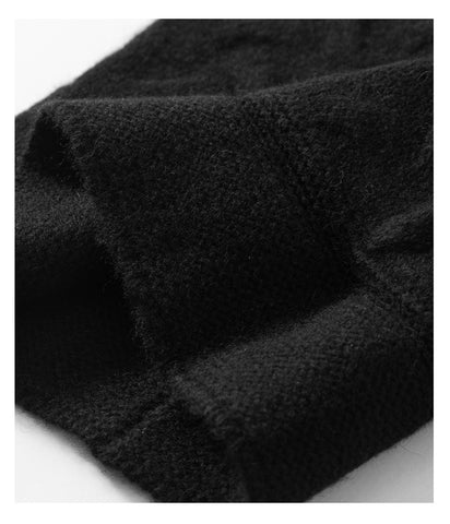 100% Cashmere Beanie Cable Knit Beanie Hat with Fur Pom Pom