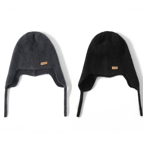 100% Cashmere Earflap Hat Soft Winter Beanie with Ties