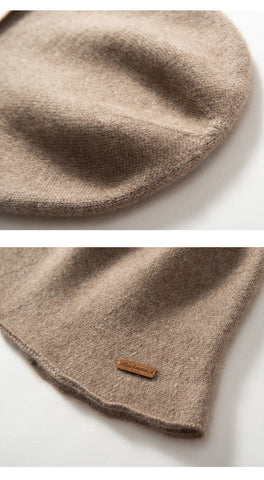 100% Pure Cashmere French Winter Warm Knitted Bucket Hat for Women