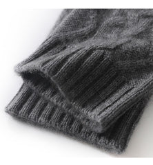 Thicken Cable-Knit Pure Cashmere Fingerless Gloves Hand Warmers