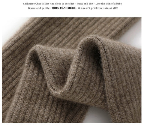 Women’s Long Cashmere Leg Warmers Thickened Knee Protection for Winter