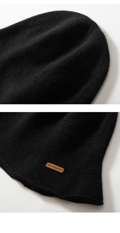 100% Pure Cashmere French Winter Warm Knitted Bucket Hat for Women