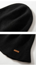 100% Pure Cashmere French Winter Warm Knitted Bucket Hat for Women