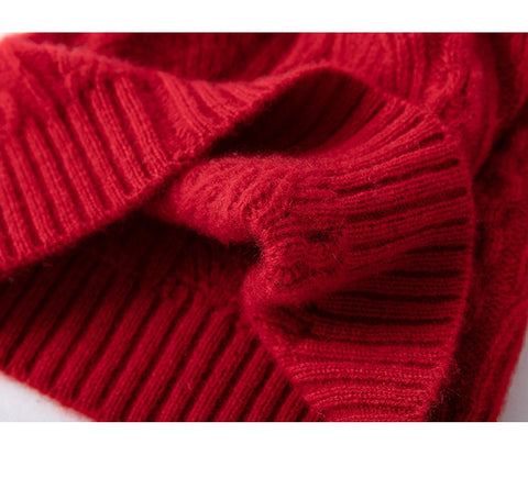 Winter 100% Cashmere Cable Hats Solid Knit Twisted Bonnet Soft Warm Beanies